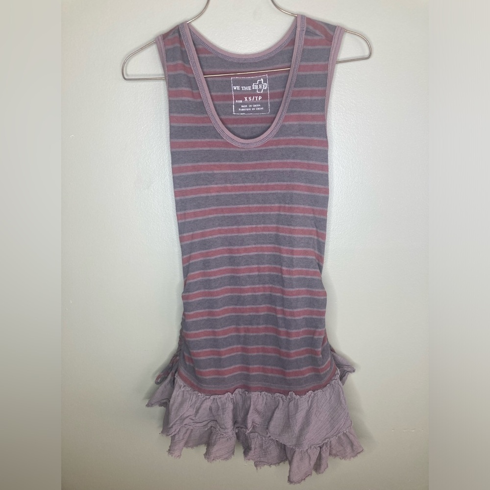 Free People striped ruffled tank tunic
